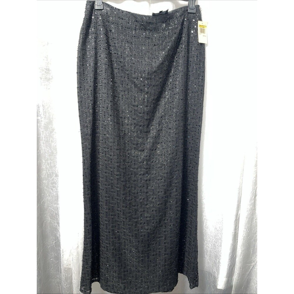 Carmen Marc Valvo Black Maxi Beaded Skirt Size 14 NWT